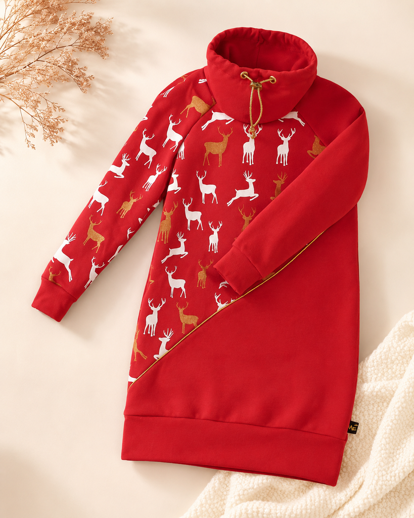 Laste dresskleit Red & Golden Deers (seest pehmest uhutud dressikangast)-02.png