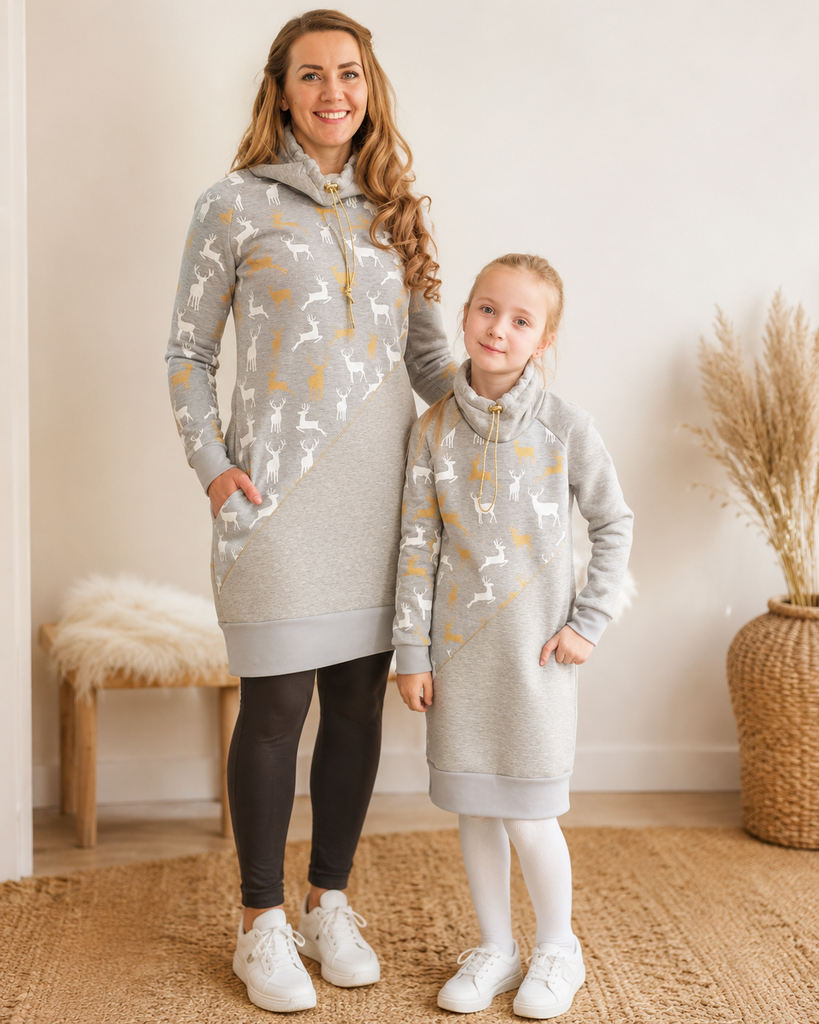 [NDKGGD-SIZE34] Dresskleit Grey & Golden Deers (seest pehmest uhutud dressikangast) (34)