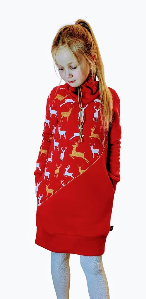 [LDKRGD-98] Laste dresskleit Red & Golden Deers (seest pehmest uhutud dressikangast) (98)