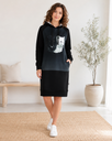 Kapuutsiga naiste dresskleit Black and White Wolves 3