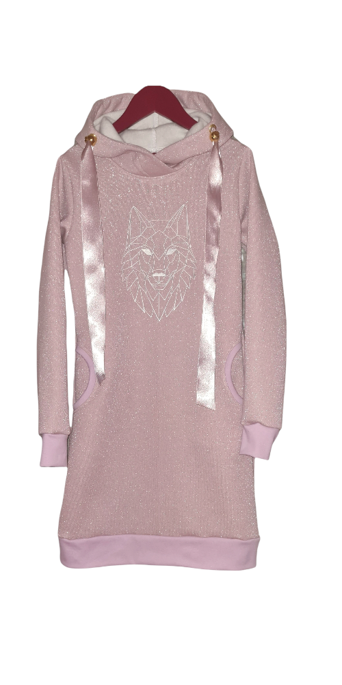 [NDKLGLPEF-34] Naiste dresskleit Pink Glittery Wolf 2 (34)