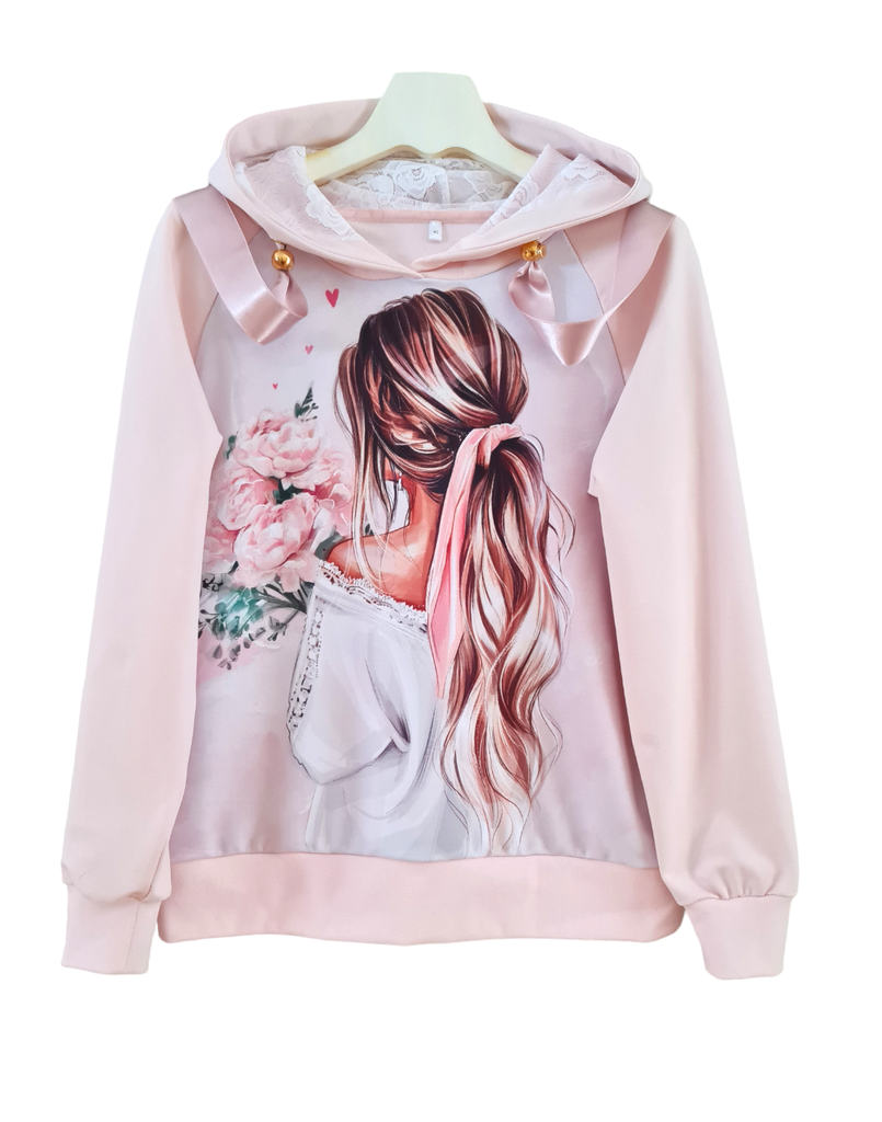 [NPKPEM-34] Naiste romantilise pitsvoodril kapuutsiga pusa Pink Peony Dream (34)
