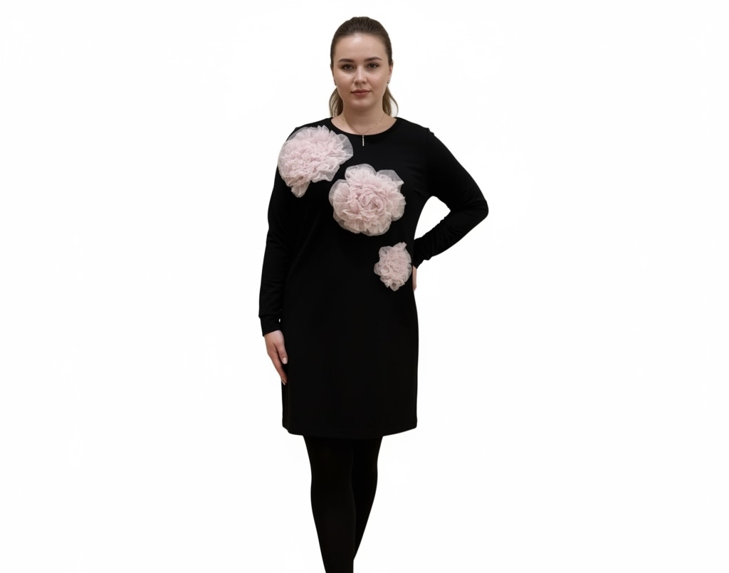 [WC7072-34-MUST] 3D Peony Blossom naiste dresskleit (erinevad disaini-ja värvivalikud) (34, Must)